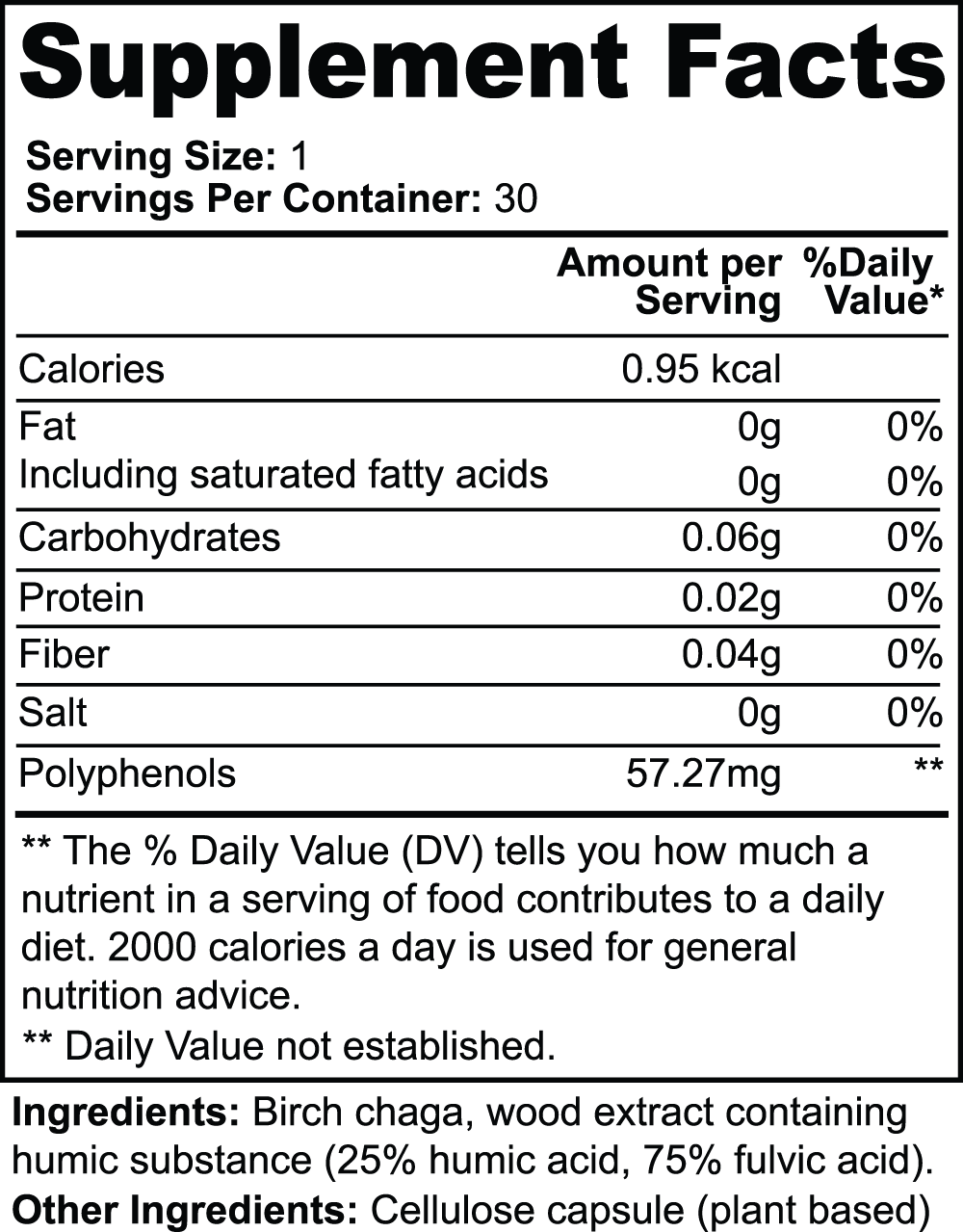 Birch Chaga Phytochemicals Microbiome Wellness Capsules